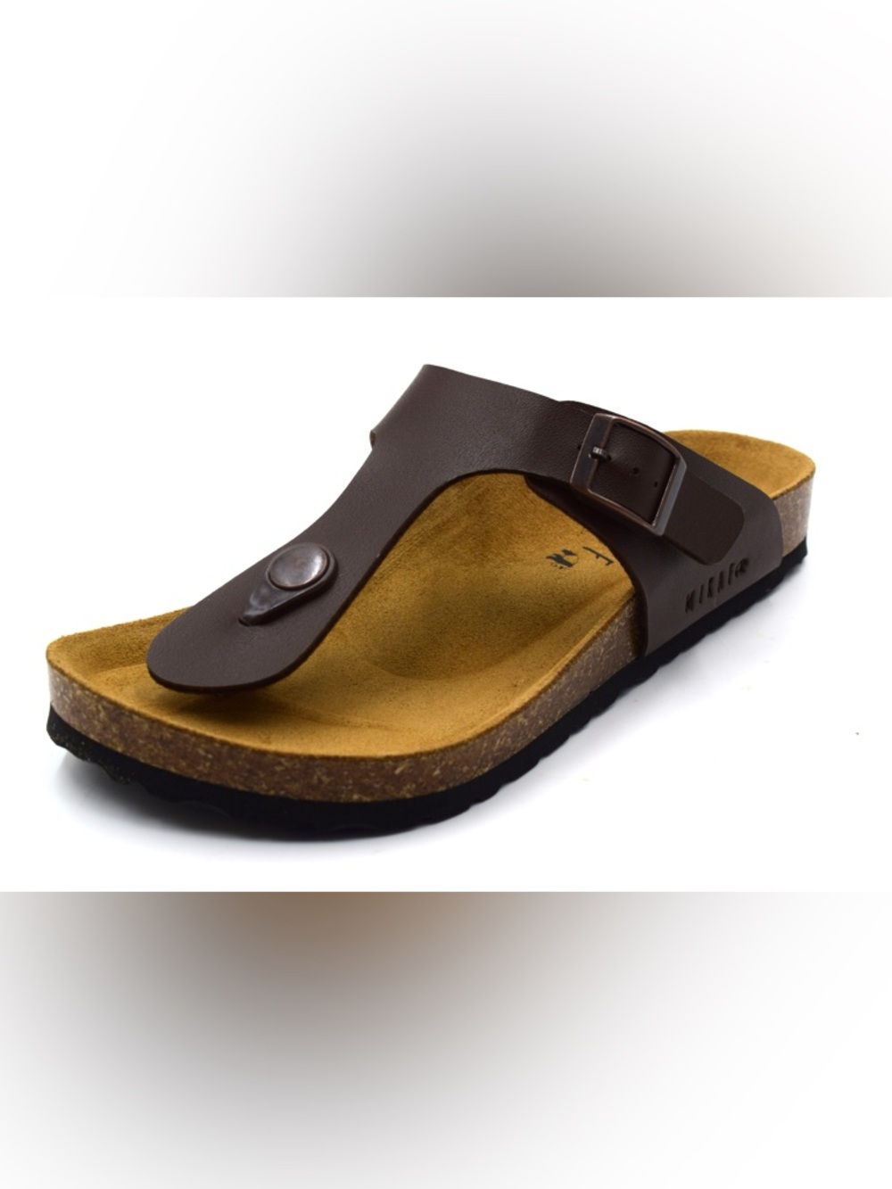 Women’s Brown Cork Thong Sandals with Adjustable Buckle